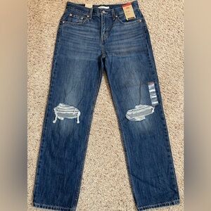 NEW Levi's Low Pro Mid Rise Straight Leg Distress Jeans 28 31” Med. Blue Jeans